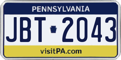 PA license plate JBT2043
