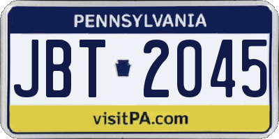 PA license plate JBT2045