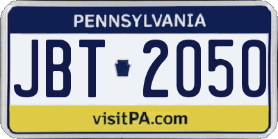 PA license plate JBT2050