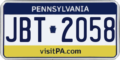 PA license plate JBT2058