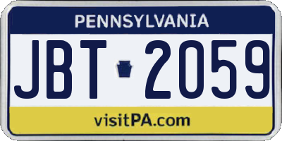 PA license plate JBT2059