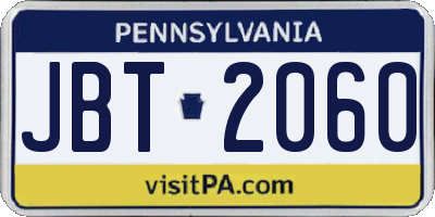 PA license plate JBT2060