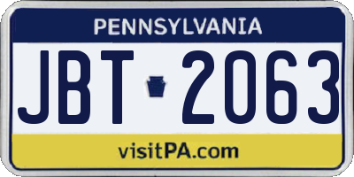 PA license plate JBT2063