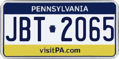 PA license plate JBT2065