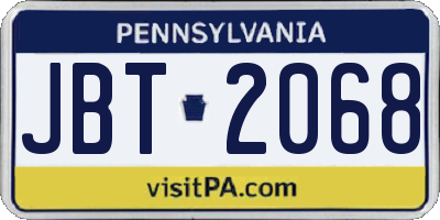PA license plate JBT2068