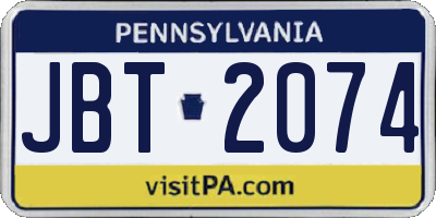 PA license plate JBT2074