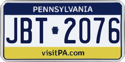 PA license plate JBT2076
