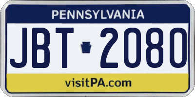 PA license plate JBT2080