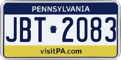 PA license plate JBT2083