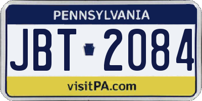 PA license plate JBT2084
