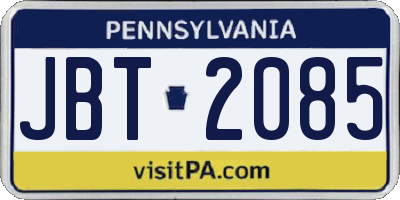 PA license plate JBT2085