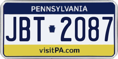 PA license plate JBT2087