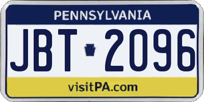 PA license plate JBT2096