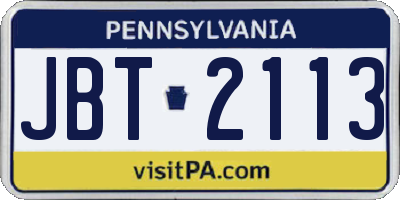 PA license plate JBT2113