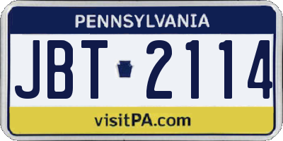 PA license plate JBT2114