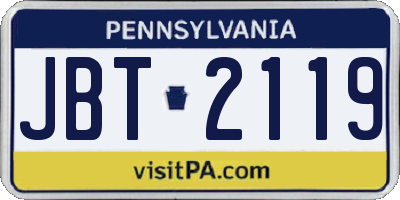 PA license plate JBT2119