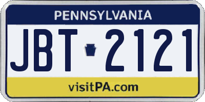 PA license plate JBT2121