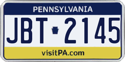 PA license plate JBT2145