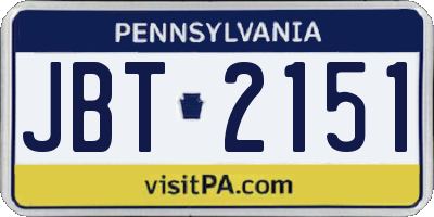 PA license plate JBT2151