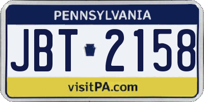 PA license plate JBT2158