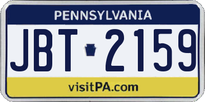 PA license plate JBT2159