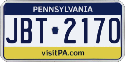 PA license plate JBT2170