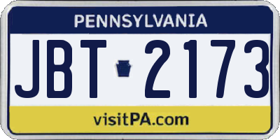 PA license plate JBT2173