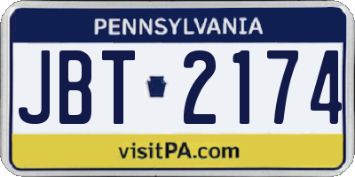 PA license plate JBT2174