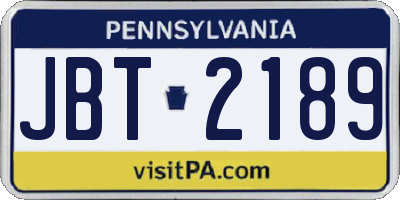 PA license plate JBT2189