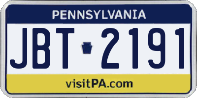 PA license plate JBT2191