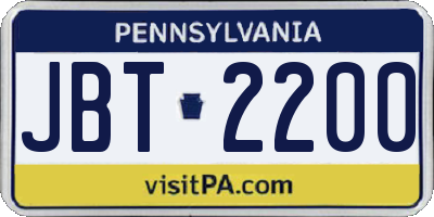 PA license plate JBT2200