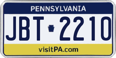 PA license plate JBT2210