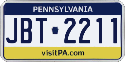 PA license plate JBT2211