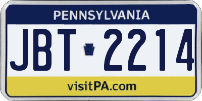 PA license plate JBT2214