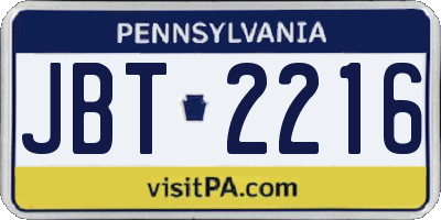 PA license plate JBT2216