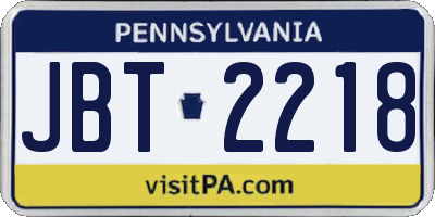 PA license plate JBT2218