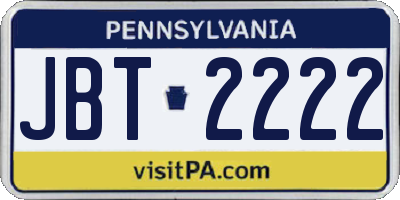 PA license plate JBT2222