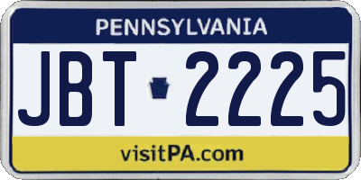 PA license plate JBT2225
