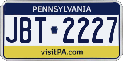 PA license plate JBT2227