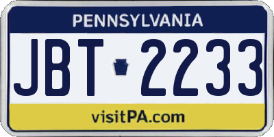 PA license plate JBT2233