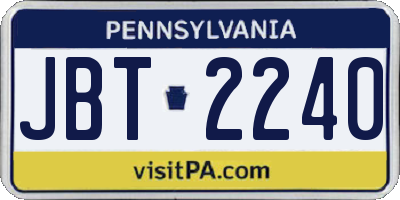 PA license plate JBT2240
