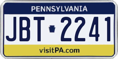 PA license plate JBT2241