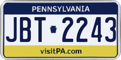 PA license plate JBT2243