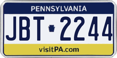 PA license plate JBT2244