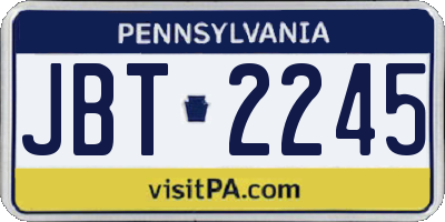 PA license plate JBT2245