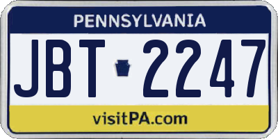 PA license plate JBT2247
