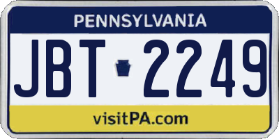 PA license plate JBT2249