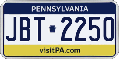 PA license plate JBT2250