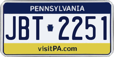 PA license plate JBT2251