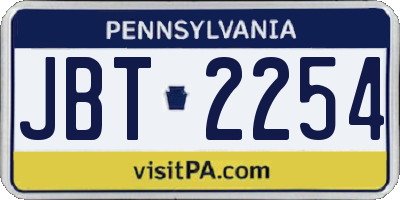 PA license plate JBT2254